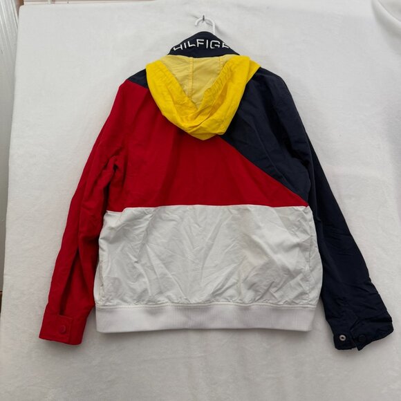 Tommy Hilfiger Rain Jacket Mens M Multicolor Coloblock Full Zip Water Resistant - Picture 14 of 14